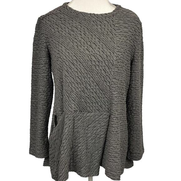 IC By Connie K Shirt Gray Swing Flowy Tunic Top Long Sleeve Womens Size Medium - Picture 4 of 9
